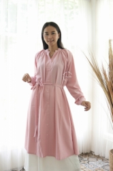 MAMA HAMIL Honey Dress Tunic Pink Muslim Panjang Atasan Baju Hamil Menyusui Kancing Katun Adem Murah   DRO 1016 6  large